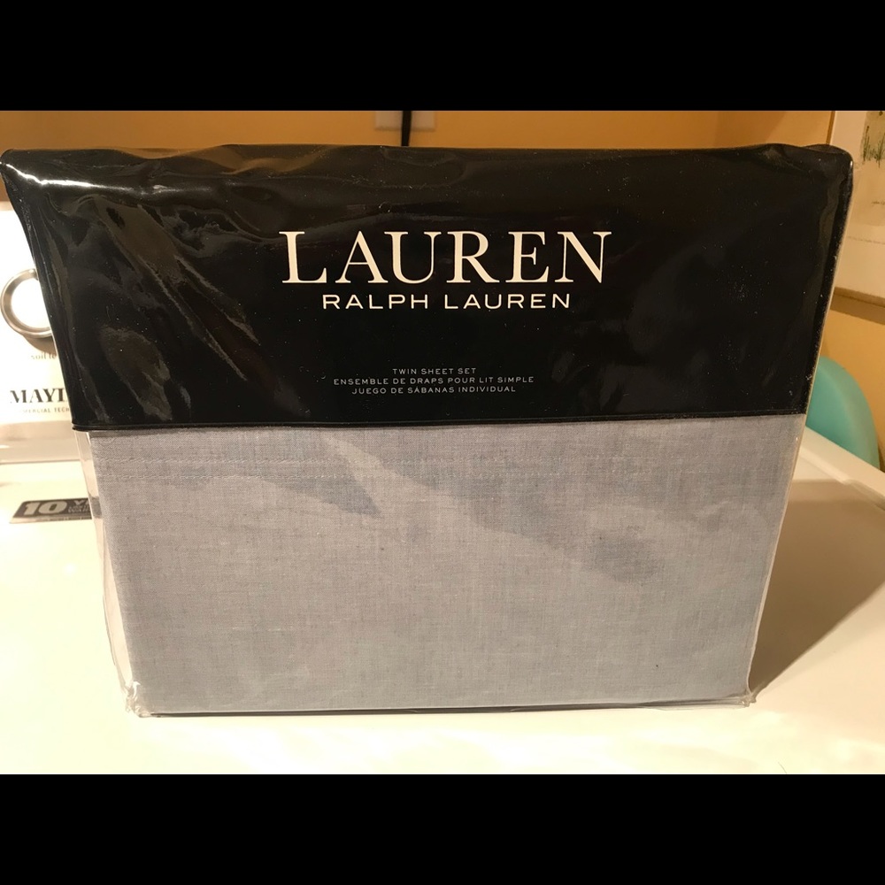 Twin sheet set, Ralph Lauren, light blue, new in original packaging. 100% cotton